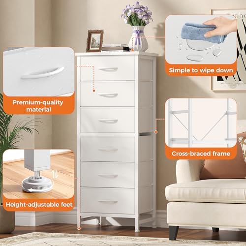 Sweetcrispy Tall Fabric Dresser for Bedroom, 6 Drawer Chest of Drawers - Image 6