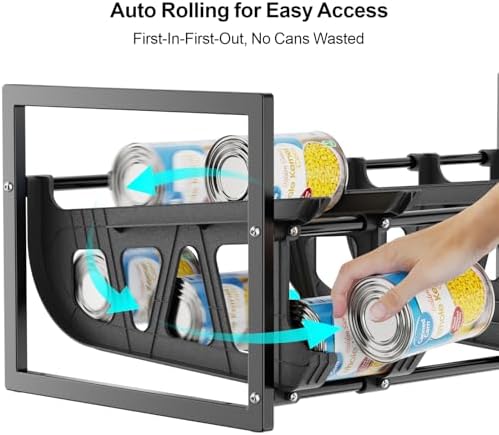 iSPECLE Can Storage Organizer Pantry - Auto-Rolling Expandable Hold 80 Cans - Image 4