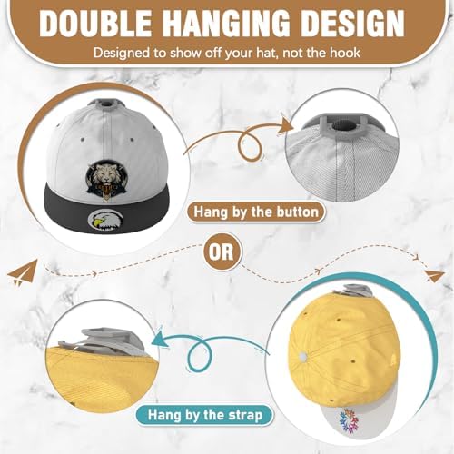 Niunuerga 48 Pack Adhesive Hat Hooks for Wall, Super Strong Hat Rack for Baseball Caps, Minimalist Hat Organizer Display for Home Decor, Hat Hangers Holder for Wall, Door, Closet, No Drilling (Gray) - Image 3