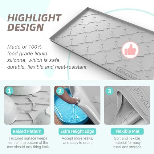 SIKADEER Waterproof Under Sink Mat Silicone 28" x 22" Kitchen Cabinet liner - Image 5