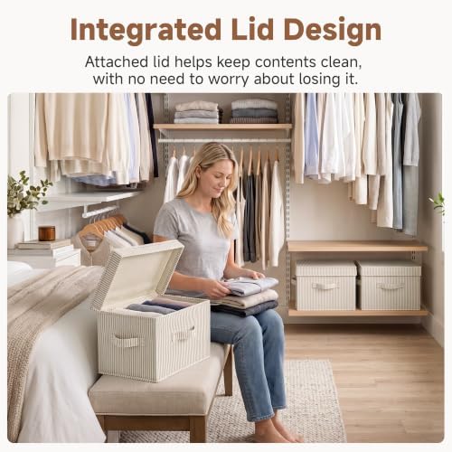 StorageWorks Fabric Storage Bins with Lids, Closet Storage Bins - Image 4
