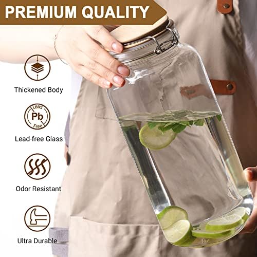 VITEVER [ Taller ] 92oz Glass Jars with Airtight Lid, Large Glass Food Storage Jars, 3 Pack Wide Mouth Airtight Glass Jars for Kitchen Pantry Spaghetti, Square Mason Jars with Labels - Image 2