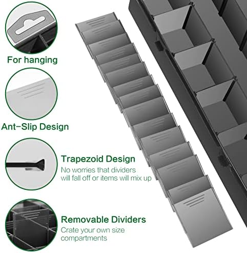 Gbivbe Large 24 Grids Plastic Organizer Box Adjustable Dividers,Clear Storage Box for Jewelry, Art DIY Crafts, Washi Tapes, Beads and Small Parts(Black, 2Pack) - Image 2