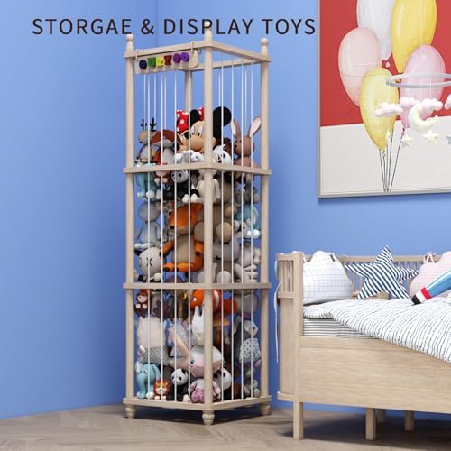 Stuffed Animal Storage Wood Toy Storage Organizer, Upgraded Design from Bean Bag Stuffed Animal Hammock Plushie Net, Large Toy Chest Stuffed animal holder for Kids Nursery Playroom Bedroom （XL） - Image 2