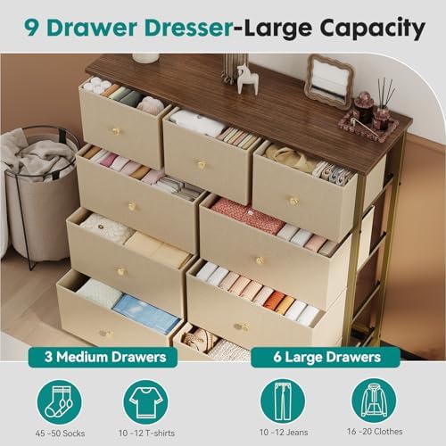 OLIXIS 9 Drawer Tall Dresser for Bedroom, Closet Organizers and Storage - Image 4