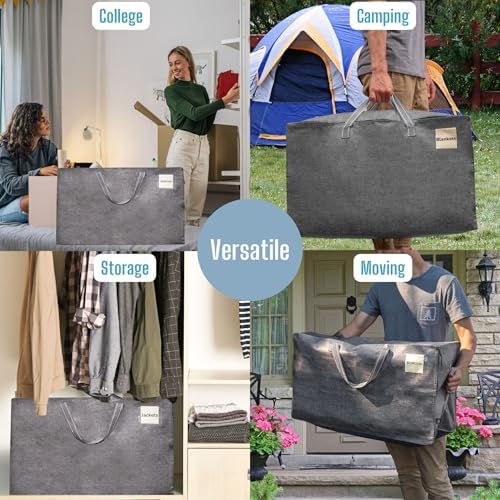 VENO 6 Pack Extra Large Heavy Duty Moving Bags with Wide Opening & Reinforced Handles, Reusable Storage Tote Bags with Strong Zippers for Clothes, College Dorm Essentials & Moving Supplies - Image 5