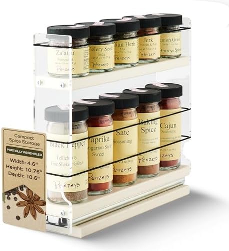 Vertical Spice Narrow Spice Rack -Sliding Spice Jars Organizer - Pantry Organizers & Storage - Slide Out Drawers for Kitchen Cabinets -Seasoning Caddy (2.3" W x .9.25" H x 10.6"D, Partially Assembled) by VerticalSpice