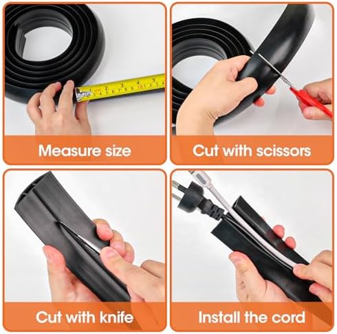 20 FT Floor Cord Cover, Cord Covers for Wires on Floor, Cord Protector, Floor Cable Cover, Hide Extension Cord Covers for Floor, Cable Cavity: 0.47" (W) x 0.29" (H), Black - Image 5