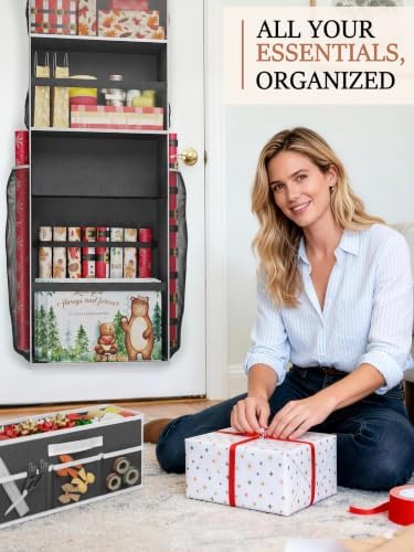 WERNNSAI Wrapping Paper Storage with Removable Drawer & Side Pockets - Image 2