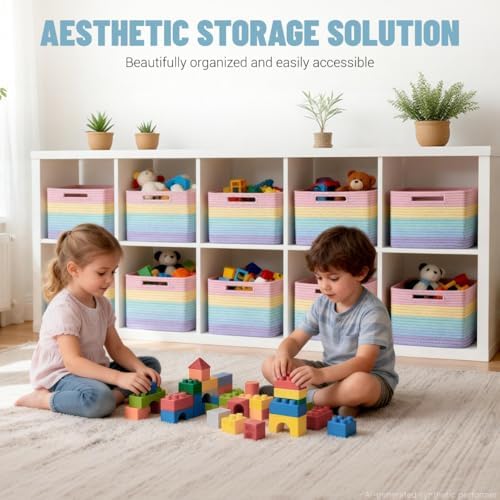 5 Pack Woven Storage Baskets, Decorative Storage Bins for Organizing - Image 2