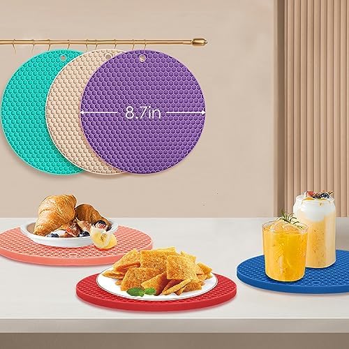 6 Pack Silicone Trivets for Hot Pots and Pans, 9" Colorful Silicone Trivet for Hot Dishes, Extra Large Non-Slip & Heat Resistant Hot Pads for Kitchen Counter(Colors) - Image 5