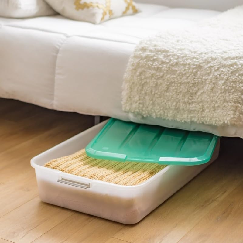 Under Bed Storage Bin Containers 56 Quart, Clear Plastic Box with Lid - Image 5