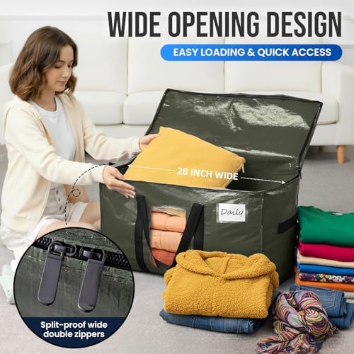 TAILI 12 Pack Green Extra Large Moving Bags,Storage Bag with Visible Window - Image 4