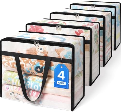 BlissTotes Moving Bags 40L 4PCS, Clear Clothes Storage Under Bed Storage by BlissTotes