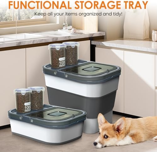HOYTAMDAR 35lbs Collapsible Dog Food Storage Container,Rolling Wheels - Image 4