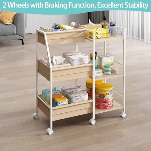 Baby Diaper Caddy Organizer Cart, 3‑Tier Rolling Storage Cart - Image 6
