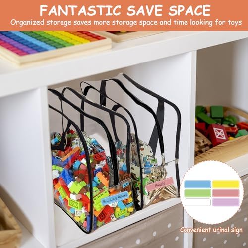 6 Packs Large Toy Storage Bags with Labels Reusable Clear Toy Organizer - Image 6