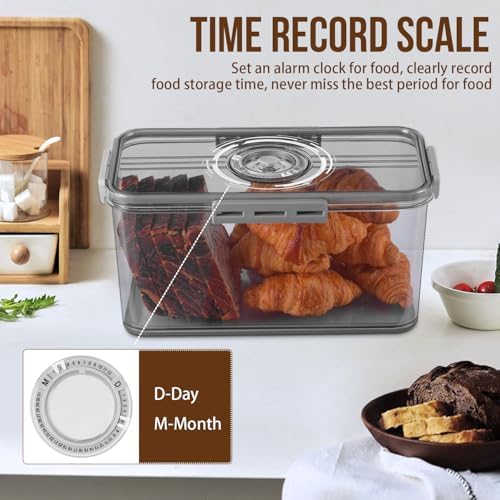 Gifhomfix Bread Box Bread Boxes for Kitchen Counter Airtight, Time Recording Bread Storage Container with Lid, Bread Keeper for Homemade Bread, Toast, Bagel, Donut and Cookies, LARGE Dark Grey - Image 5
