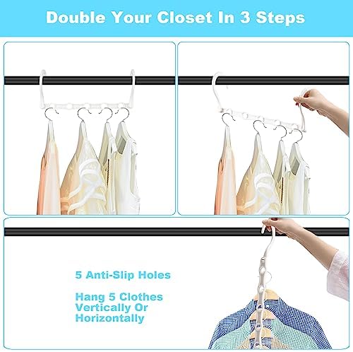 10 Pack Space Saving Hangers, Closet Organizer & Storage for Clothes, Ivory - Image 4