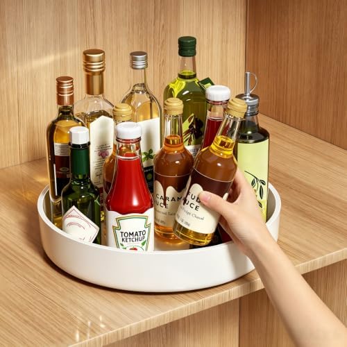 11.8" Lazy Susan Organizer for Cabinet, Turntable Spice Rack with Non-Slip Base & Raised Lip, Pantry Organization and Storage, Kitchen, Fridge, Makeup Vanity, Bathroom Countertop, Under Sink by LumiHom
