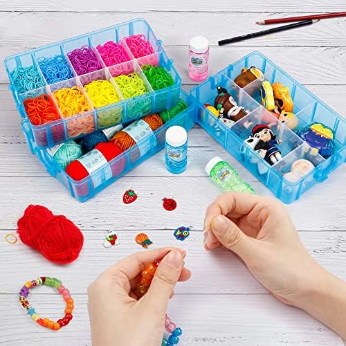 INSCRAFT 7 Layers Stackable Storage Container, 70 Adjustable Compartments (Blue) Stackable Storage Container, Perfect for Kids Toys, Art Crafts, Jewelry, Supplies, Mini Case & Letter Sticker Included - Image 5