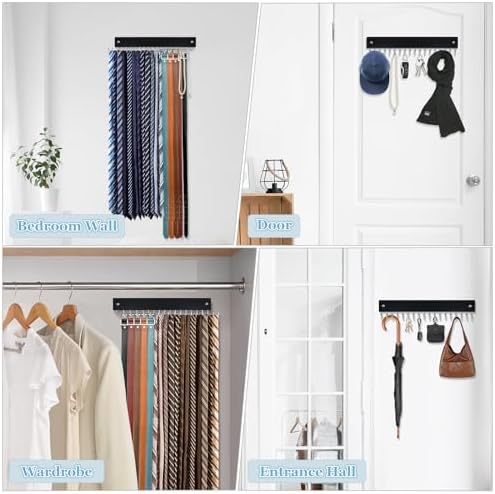 Tie Rack Belt Hanger Wall Mounted Tie Organizer Black 1 Pack - Image 5