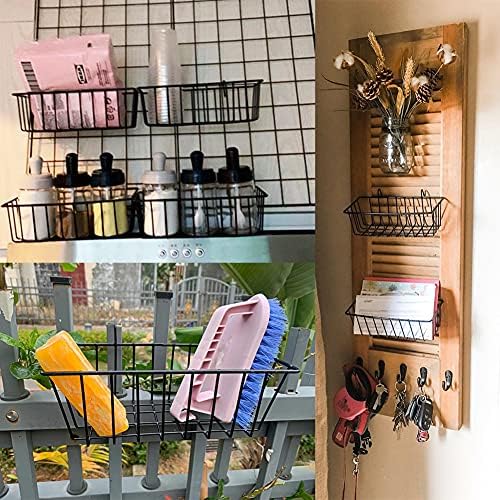 Gddochn 3 Pack Grid Panel Hanging Wire Basket, Storage and Display Basket for Wall, Kitchen, Home Decor Supplies, Potted Plants, Black - Image 6