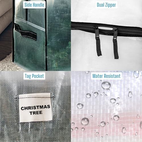 VENO Clear Christmas Tree Storage Bag - Fits 9 Ft Artificial Trees, Heavy Duty Large Bags with Zipper, Durable Handles, and Labeling Card Slot, Alternative to Storage Boxes with Lids - Image 4