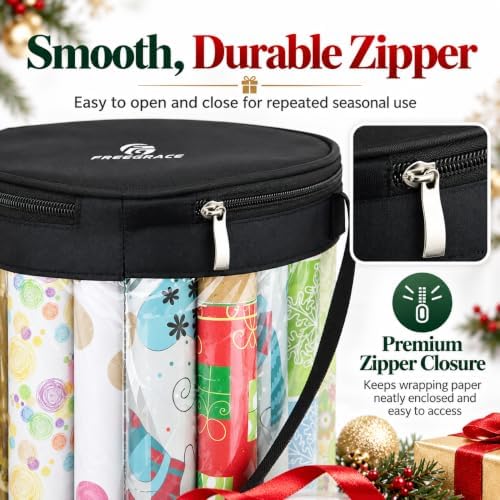 Freegrace Gift Wrap Organizer - Wrapping Paper Storage Bag 40.9" Under Bed - Image 6