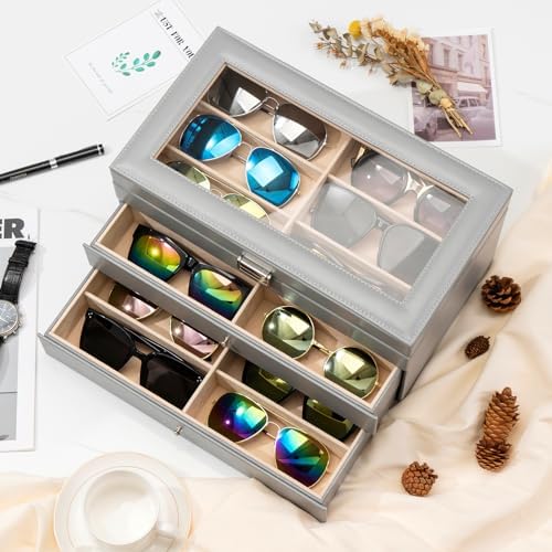 ProCase 3-Layer Sunglasses Storage Organizer -Grey - Image 3