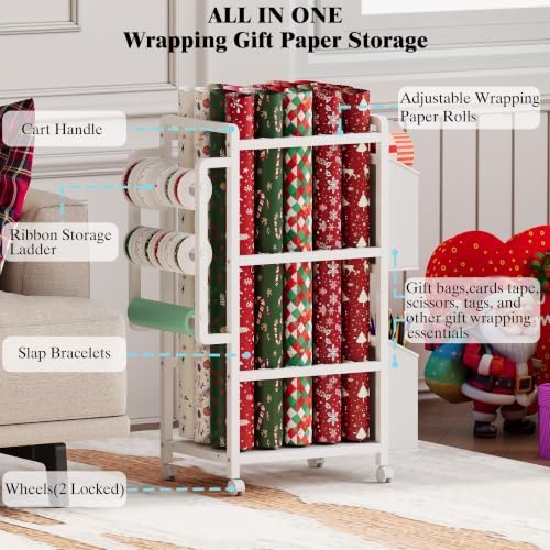 NinPeen Gift Wrapping Paper Organizer&Storage Cart with Slap Bracelets - Image 5