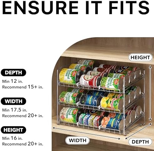 Simple Houseware Stackable Can Rack, Silver, Adjustable Plastic Dividers, Holds 36 Cans - Image 4