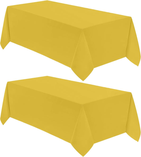 VidaFete Tablecloth 2 Pack 90 * 156inch Rectangle Table Cloth Polyester, Stain Wrinkle Resistant Polyester Dining Table Cover for Kitchen Dinning Party Wedding Rectangular Buffet Decoration(Yellow)