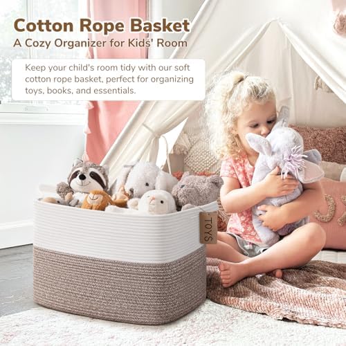 Goodpick 50L Large Woven Rope Storage Basket, Rectangle, Brown - Image 2