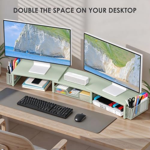 OPNICE Desk Organizers and Accessories, Dual Monitor Stand Riser - Image 5