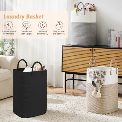 Artfeel Laundry Basket,Woven Cotton Rope Laundry Hamper,100L Versatile Storage for Dirty Clothes,Baby Toys,and Blankets in Bathroom, Nursery,and Living Room - Image 4