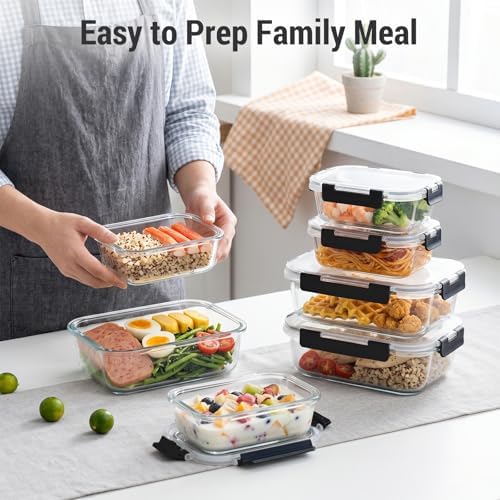 10 Sets 36 oz & 12 oz Glass Food Storage Containers with lids, Black - Image 6