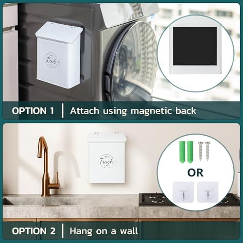 Magnetic Lint Bin for Laundry Room & Dryer, Lint Holder Trash Can with Lid - Image 5