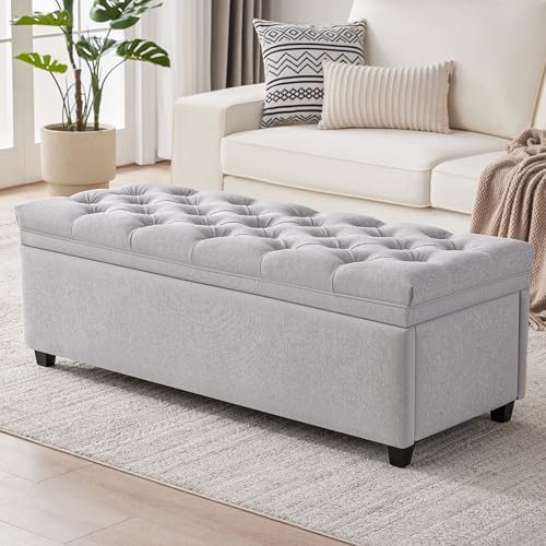 Mangodan 50 Inch Large Storage Ottoman, Tufted Ottoman with Storage by Mangodan