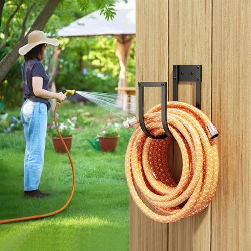 Garden Hose Holder Wall Mount - Metal Water Hose Hanger for Outside, Durable Hook for Garden, Garage, or Yard Storage (2 Pack) - Image 2