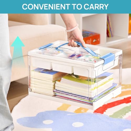 Vtopmart 24 QT Blue Clear Craft Organizer with Tray & Dividers, 1 Pack - Image 4