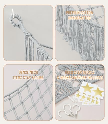 Lare Stuffed Animal Storage Hammock Corner Net - 45" W x 45" H(Silver Gray) - Image 2