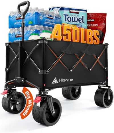 Hikenture Wagons Carts Foldable, 450 LBS Capacity Collapsible Beach Wagon by HIKENTUREOUTDOOR
