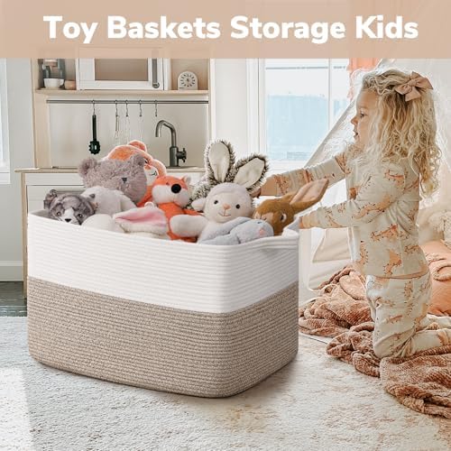 Goodpick 75L Extra Large Woven Blanket Basket, 22" x 17" x 12", Light Brown - Image 4