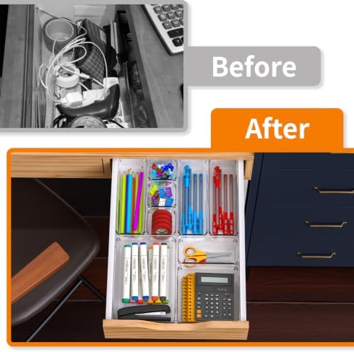 Yieach 25 Pcs Clear Acrylic Drawer Organizer Trays,1.6 in Shallow In Drawer Organizers for Bathroom,Office Desk and Vanity Organizers,Plastic Trays for Organizing for Jewelry,Cosmetic,Utensil,Junks - Image 3