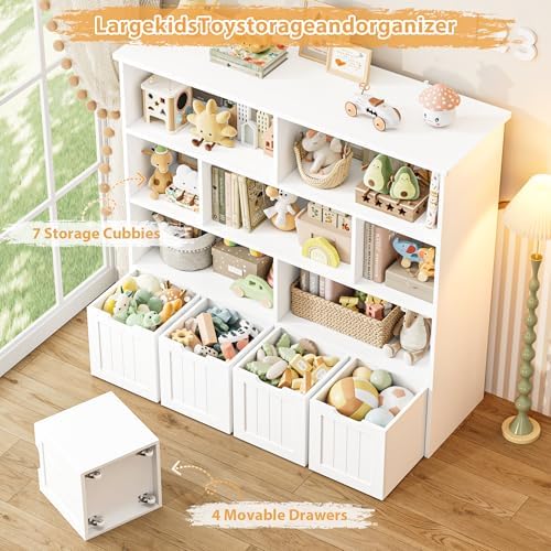 FINETONES Toy Storage Organizer with Movable Drawer Toy Organizer for Kids - Image 5