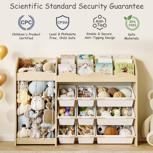 EXPERLAM Toy Storage Organizer, Scalloped Bookshelf, Plush Holder, 9 Bins - Image 5