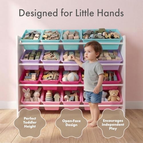Humble Crew Kids Toy Organizer with 16 Bins, 4 Tier Storage for Playroom - Image 2