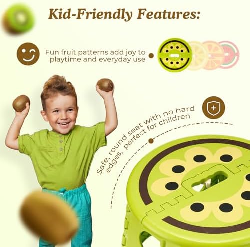 ACSTEP 9 Inch Cute Folding Step Stool for Kids, with Handle, Kiwi Green - Image 3