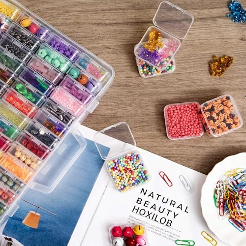 Bead Organizer Box, 120 Pack Small Clear Storage Boxes with Labels, Large Travel Craft Case with Handle, Mini Plastic Containers for Jewelry Making Diamonds DIY Pony Bracelet Screws Seeds Small Parts - Image 4